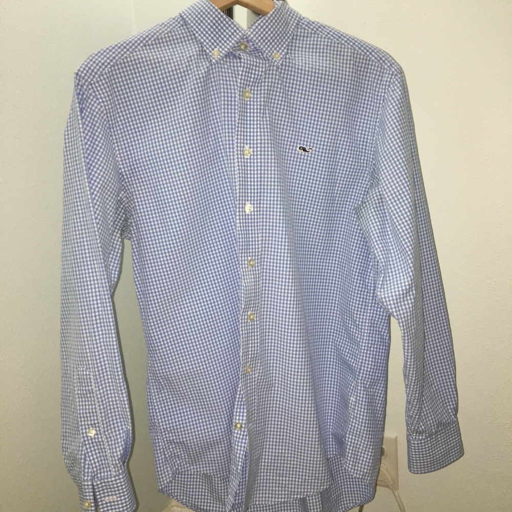 Vineyard Vines Light Blue Gingham Shirt - M